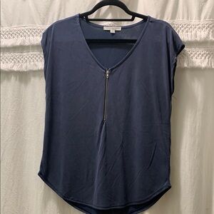 Navy Blue V-Neck Women's Top